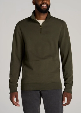 product ombre gradient Fresh Chic LJ&S Heavyweight Quarter-Zip Men's Tall Pullover in Vintage Thyme Green