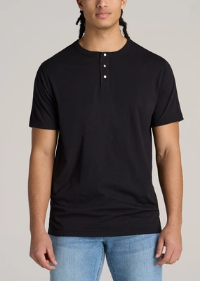 Odor Resistant Technology LJ&S REGULAR-FIT Jersey Henley Tee for Tall Men in Vintage Black