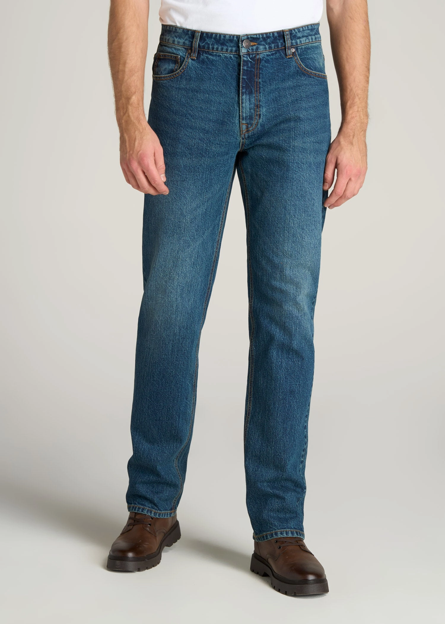 Winter Warmth Durable LJ&S STRAIGHT LEG Jeans for Tall Men in Machine Blue