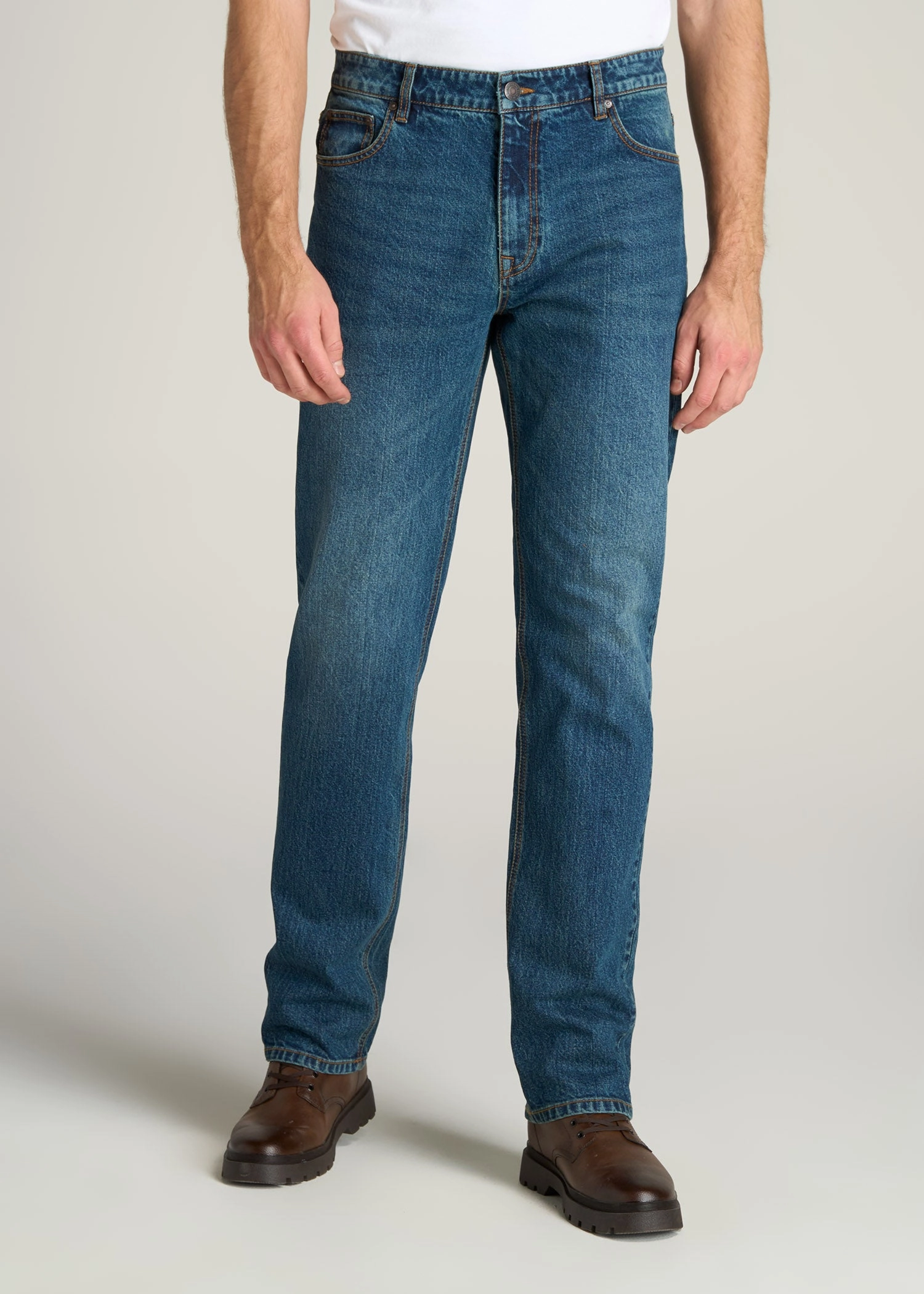 Home Comfort Bold Look Sunny Vibes LJ&S STRAIGHT LEG Jeans for Tall Men in Machine Blue