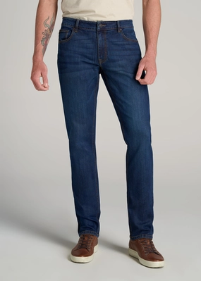 LJ&S TAPERED Jeans for Tall Men in Charger Blue Chic Comfort Morning Stroll Sustainable Classic
