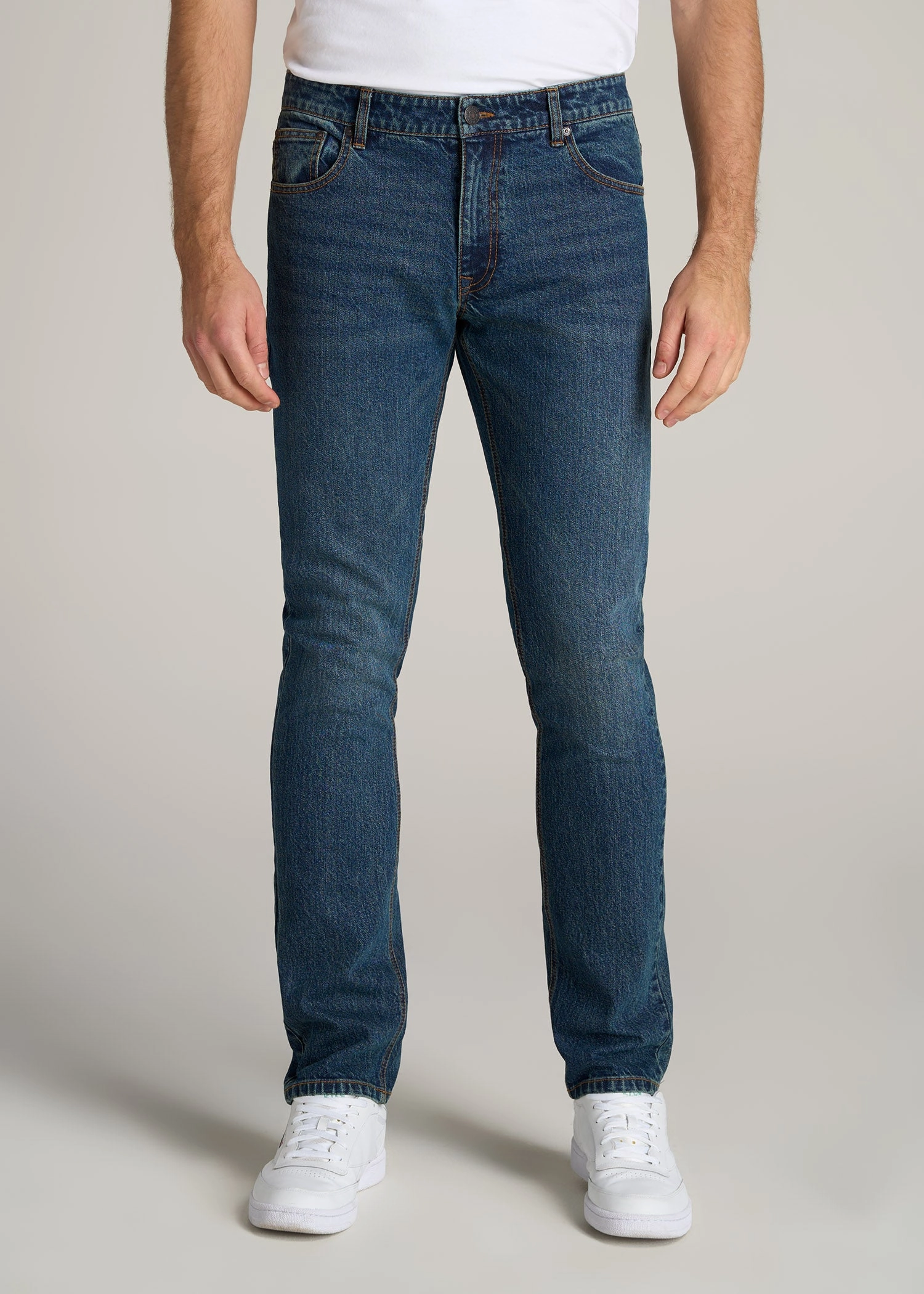 Unisex Wear Premium LJ&S TAPERED Jeans for Tall Men in Machine Blue