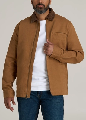 LJ&S Twill Shop Jacket for Tall Men in Dusty Brown Weatherproof Technology
