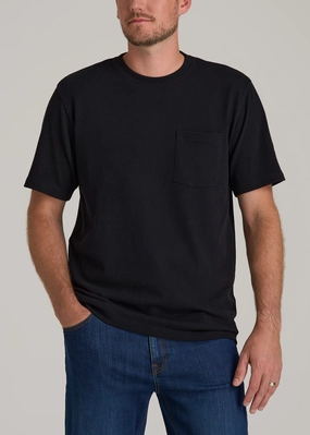LJ&S Workwear Pocket T-Shirt for Tall Men in Black OversizedFit ReflectiveAccents