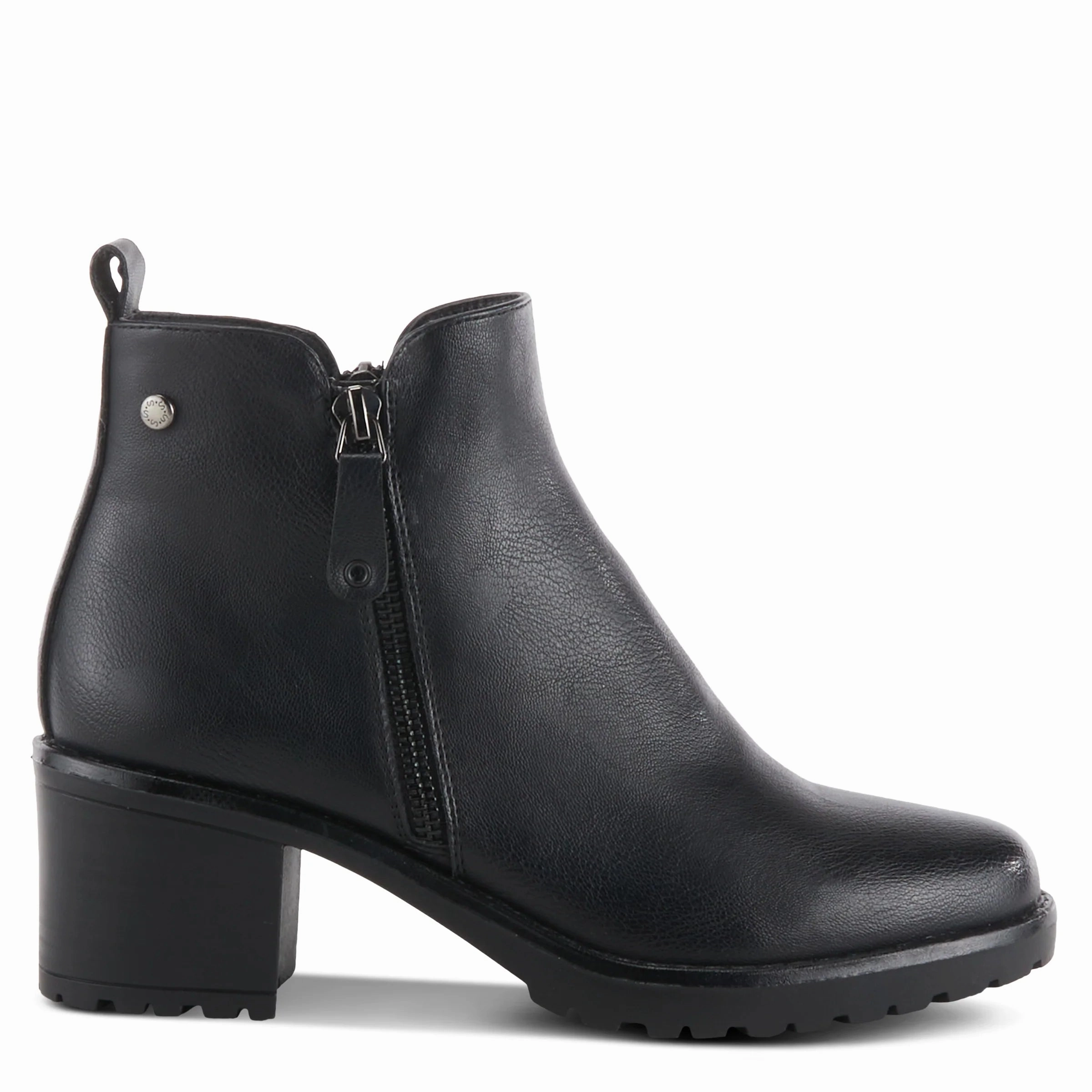 Patrizia by Spring Step Women's Irie Bootie Heel - Black Protective Finish Morning Walk Art Gallery