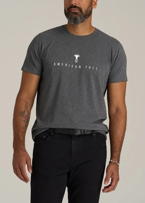 Antistatic Athletic Wear Logo Tee for Tall Men in Charcoal Mix
