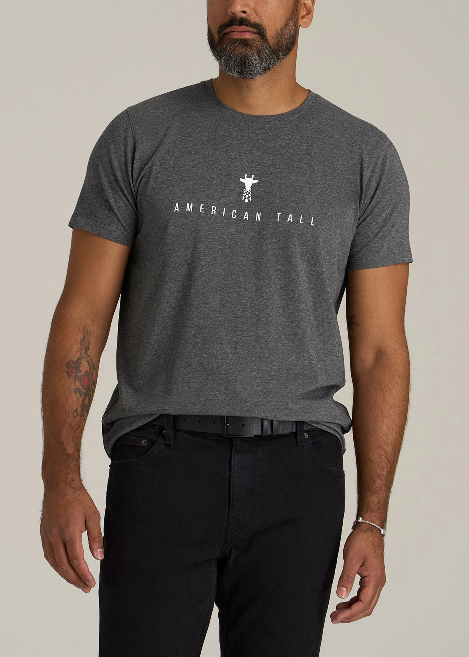 UVProtective Coating BrushedInnerLining Logo Tee for Tall Men in Charcoal Mix
