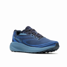 Rubber Tread Pattern Step Support Merrel Men's Morphlite Trail Running Sneakers - Sea/Dazzle