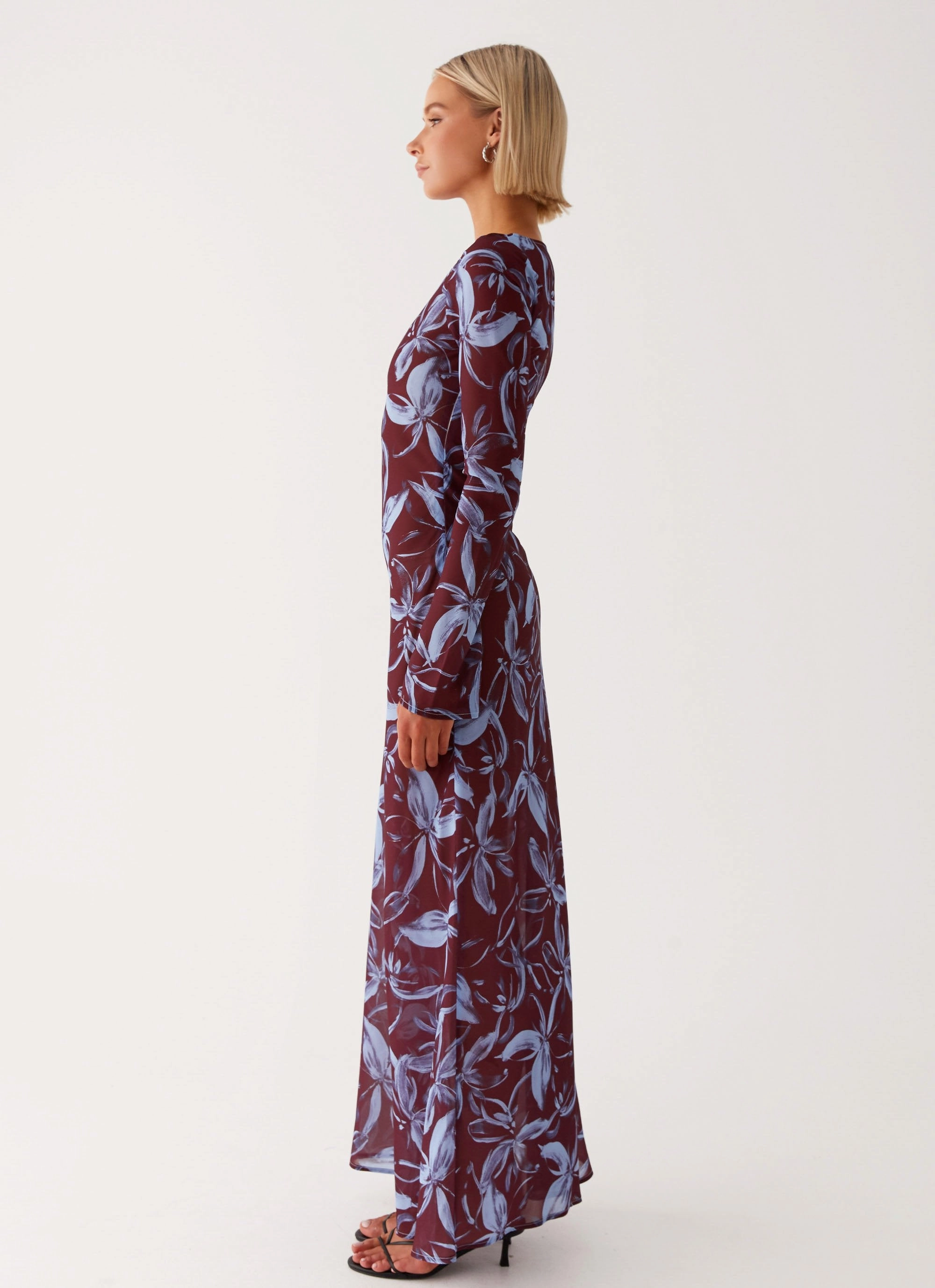 Lorde Maxi Dress - Brown Purple Floral Warranty-Included Versatile Comfort Wear