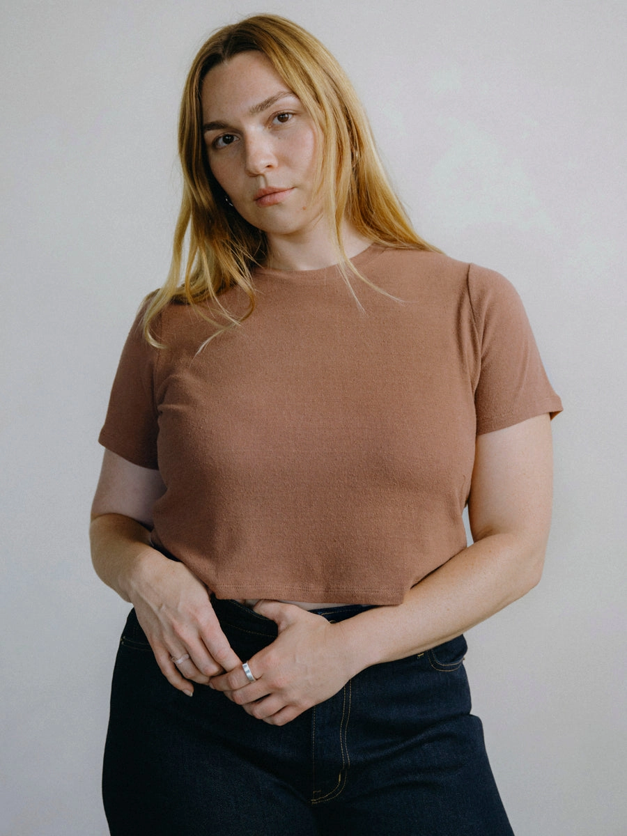 Summer Fashion Lou Tee, Regen Silk Noil Jersey, Terracotta