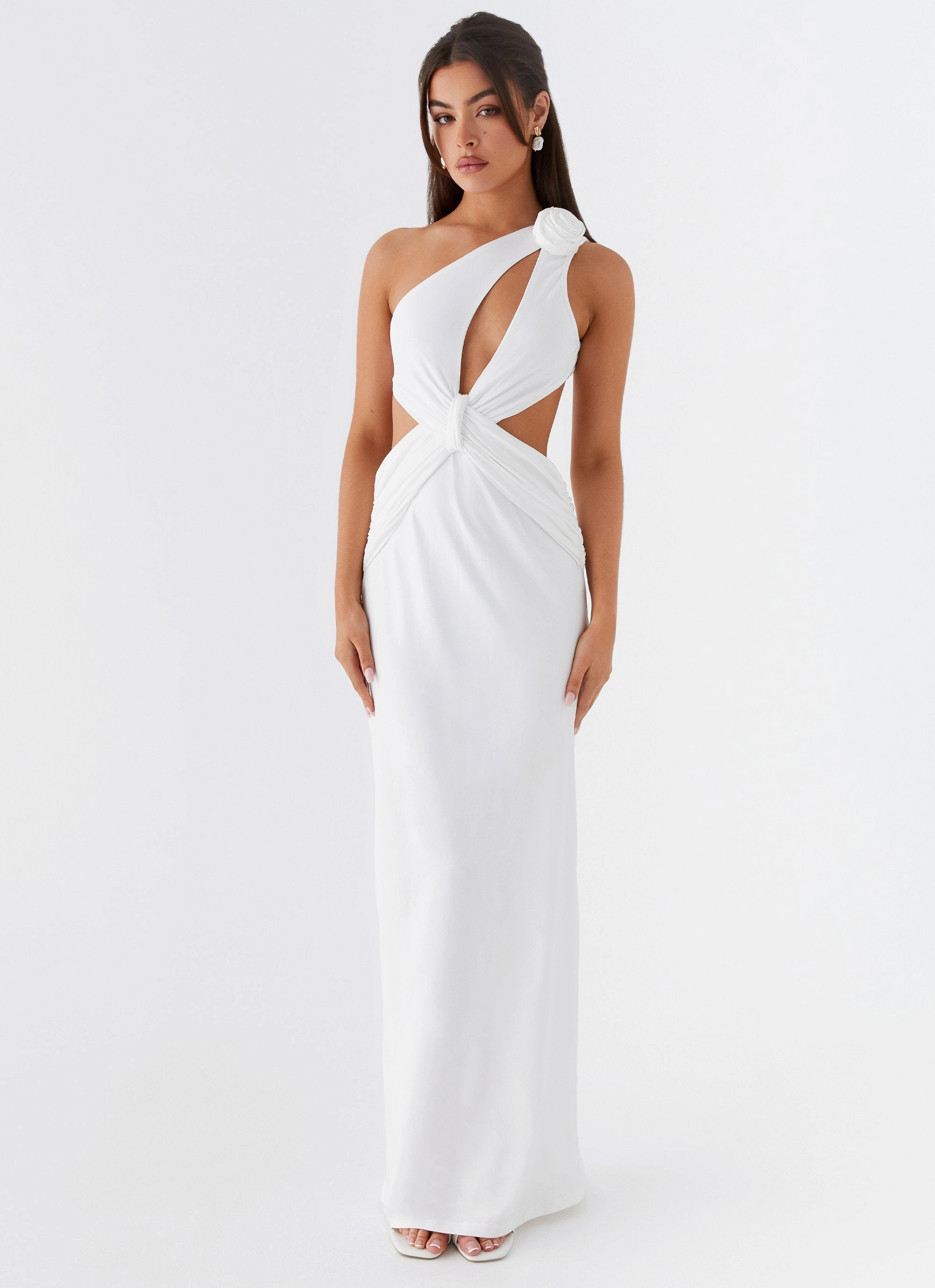 Versatile and Comfortable High-waist Lovesome Rosa Maxi Dress - White