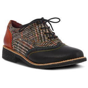 L`Artiste  by Spring Step Women's Muggiasti Oxford - Black Multi Light   weight   design Cozy Interior