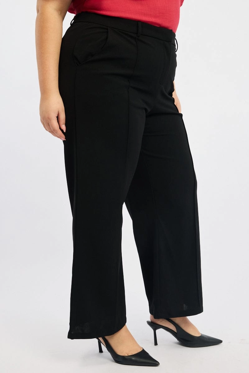 Black Tailored Work Pants Minimal Waistband