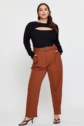 Water Resistant SecureCargoPockets Beige Slim Leg Pants High Rise Belted
