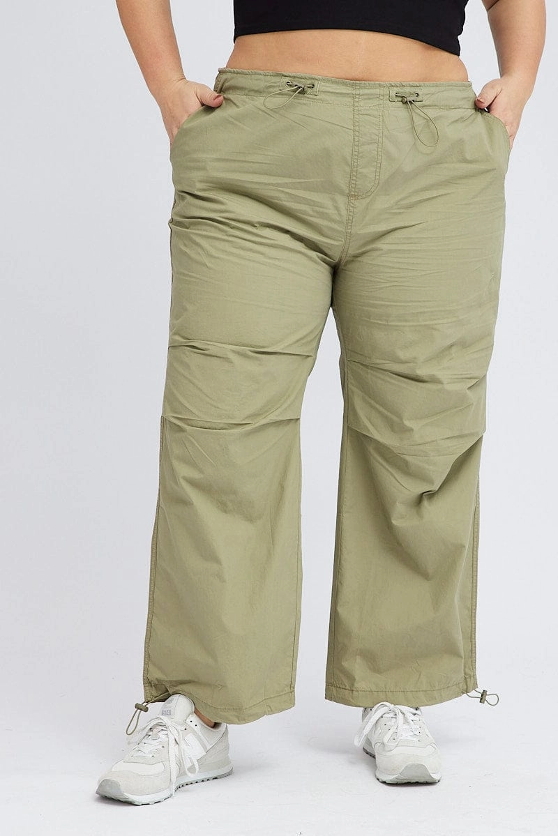 Breathable Motion Built-in shorts Green Parachute Pants Cargo