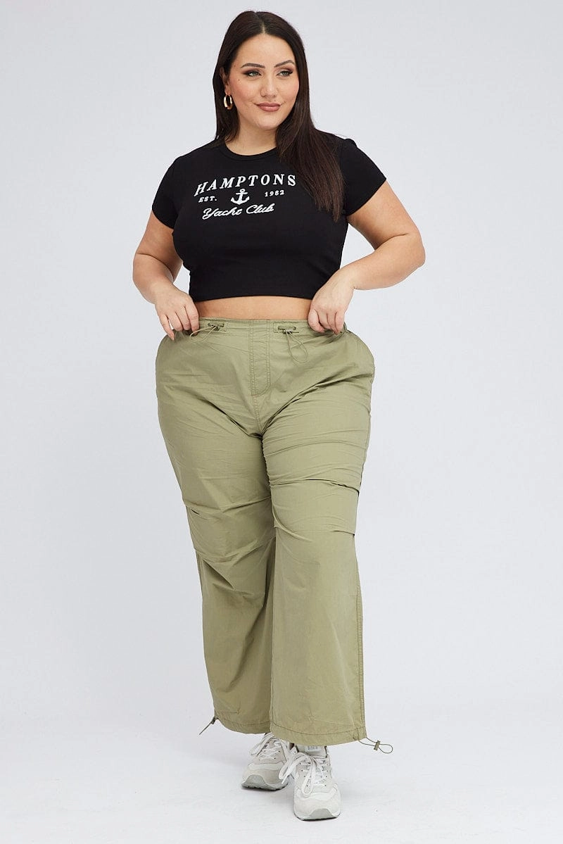 Green Parachute Pants Cargo Trail Ready Easy Motion