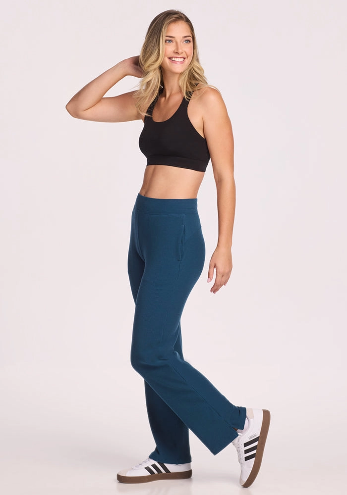 Luca Ribbed Pants - Majolica Blue CompressionFitFabric Snag Proof Fabric