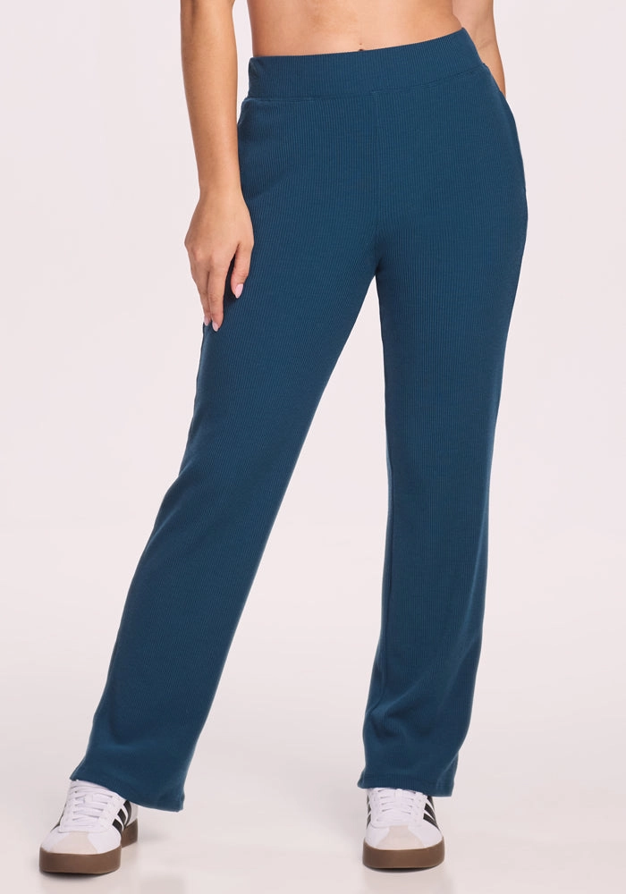 Luca Ribbed Pants - Majolica Blue Layered Look Versatile Wearable