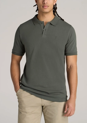 Men's Tall Classic Polo with Embroidered Logo in Spring Olive All Day Fit Classic Look