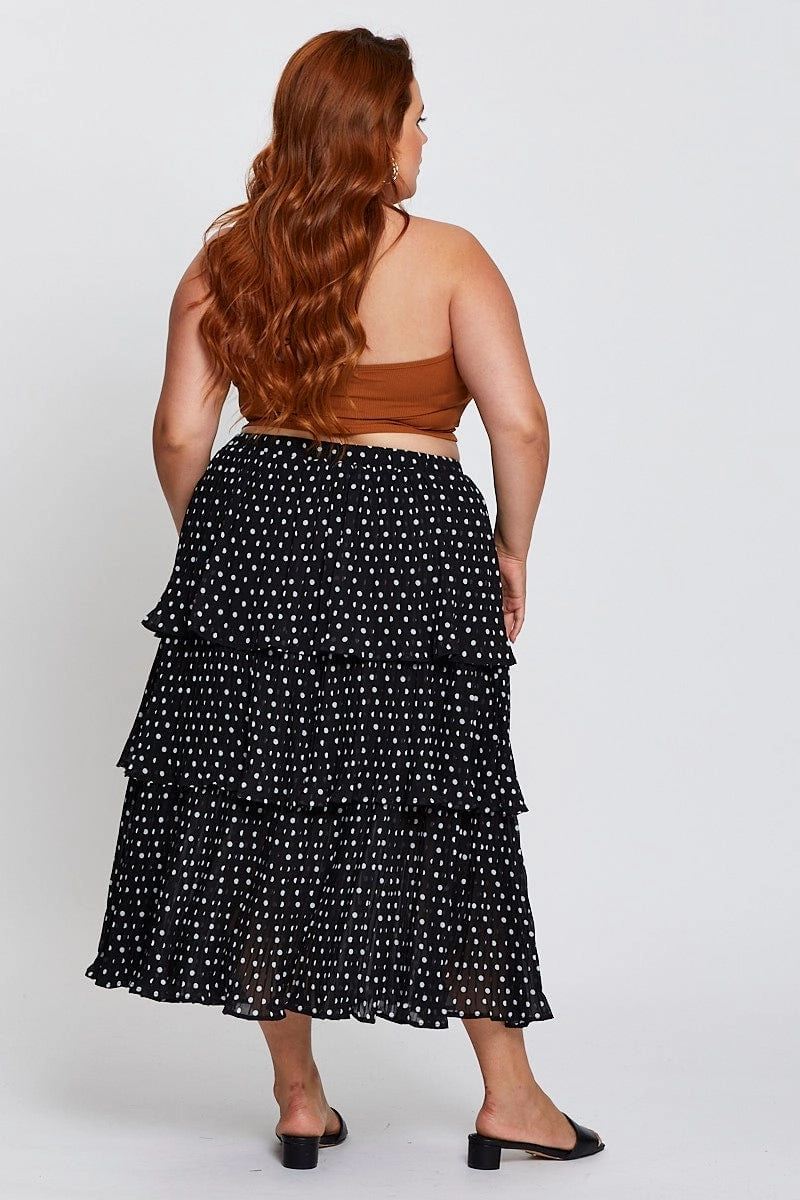 Geo Print High Waist Frill Tiered Midi Skirt Budget Friendly Crisp Finish