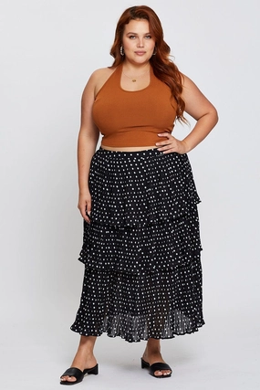 Geo Print High Waist Frill Tiered Midi Skirt Fit Choice Sleek Comfort
