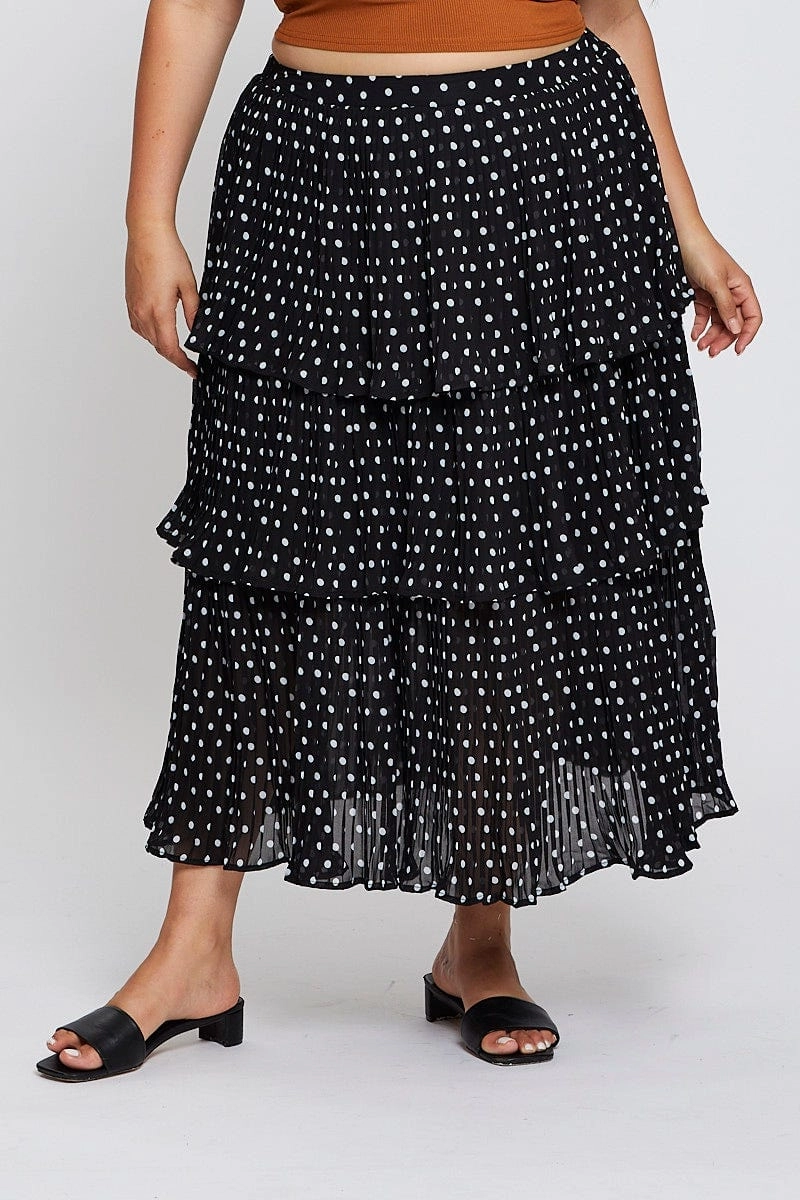 Geo Print High Waist Frill Tiered Midi Skirt Craftsmanship Focus