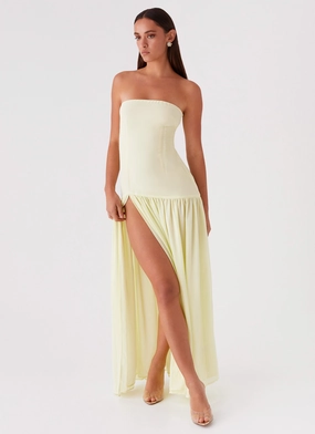 Seasonal Comfort Quick Outfit Eden Strapless Maxi Dress - Yellow