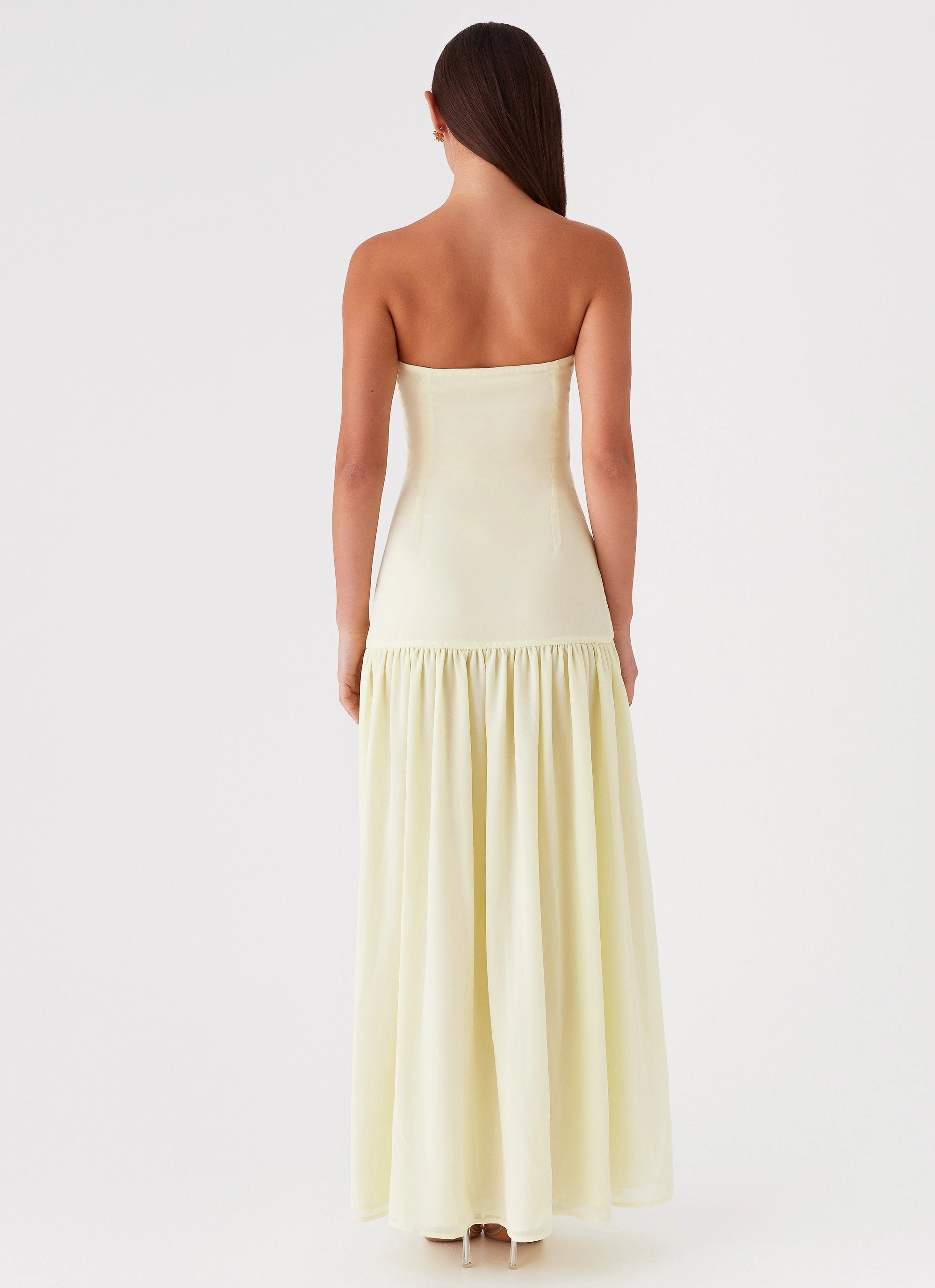Eden Strapless Maxi Dress - Yellow Floral Comfort