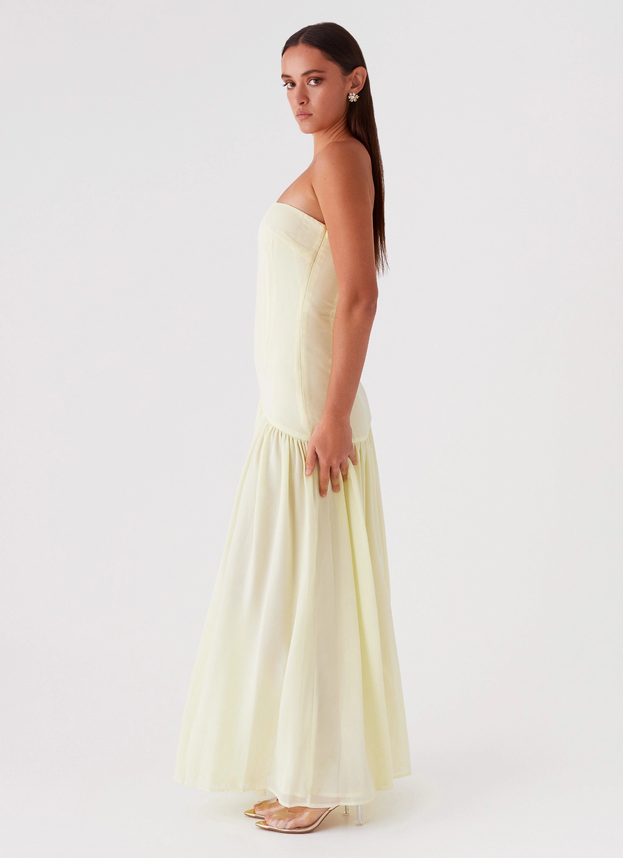 Eden Strapless Maxi Dress - Yellow Airy Comfort