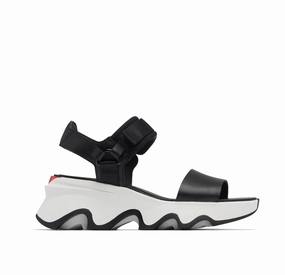 Perfect Walking Easy Look Sorel Women's Kinetic Y-Strap Sandal - Black/Sea Salt