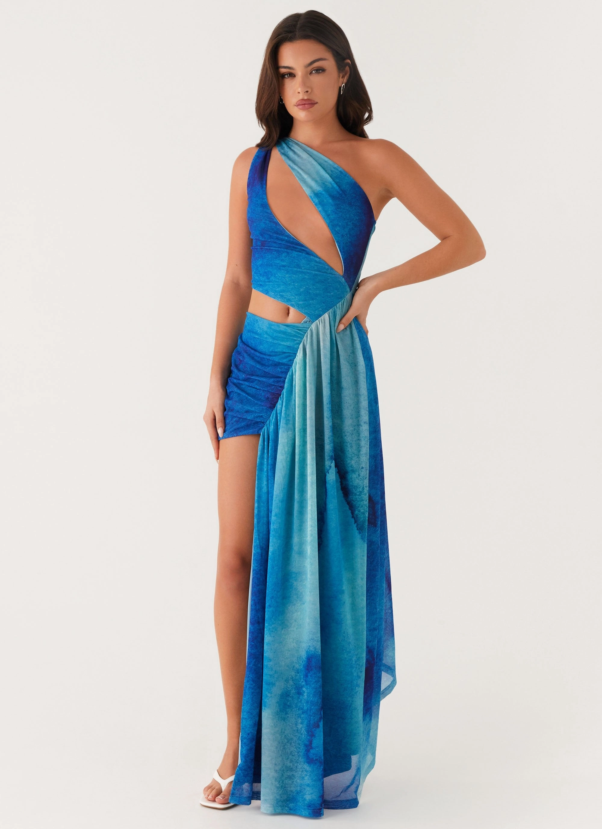 Blush Glow Blinded Maxi Dress - Blue Tie Dye