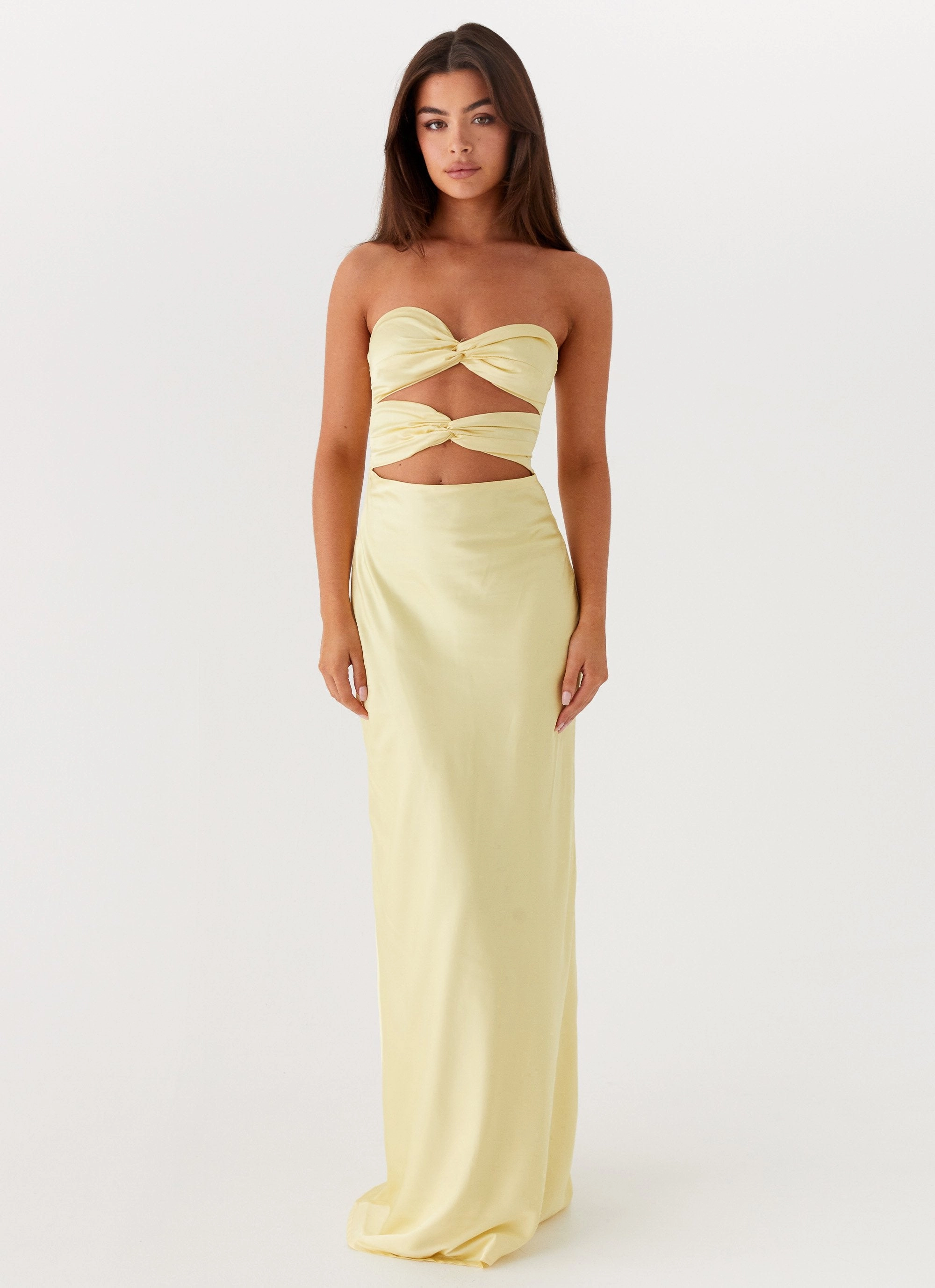Tianna Strapless Maxi Dress - Yellow Casual Chic Wear Modern Layers