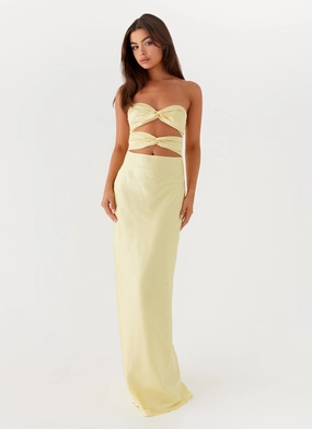 Tianna Strapless Maxi Dress - Yellow Trendy wrap gown Stylish Touch