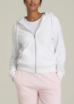 Wearever Fleece Full-Zip Women's Tall Hoodie in Optic White Classic Fit Regular Fit