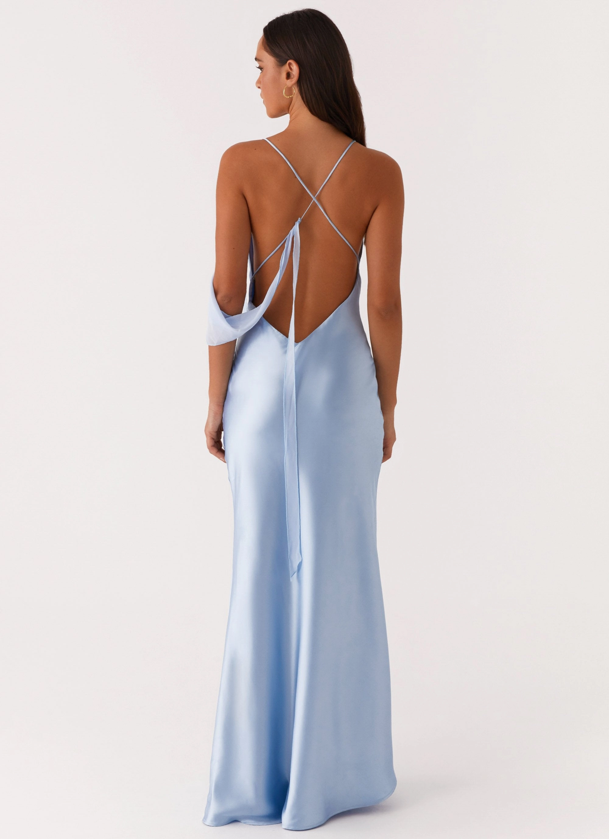 Vibrant color Flexible Comfort Too Sweet Satin Maxi Dress - Blue