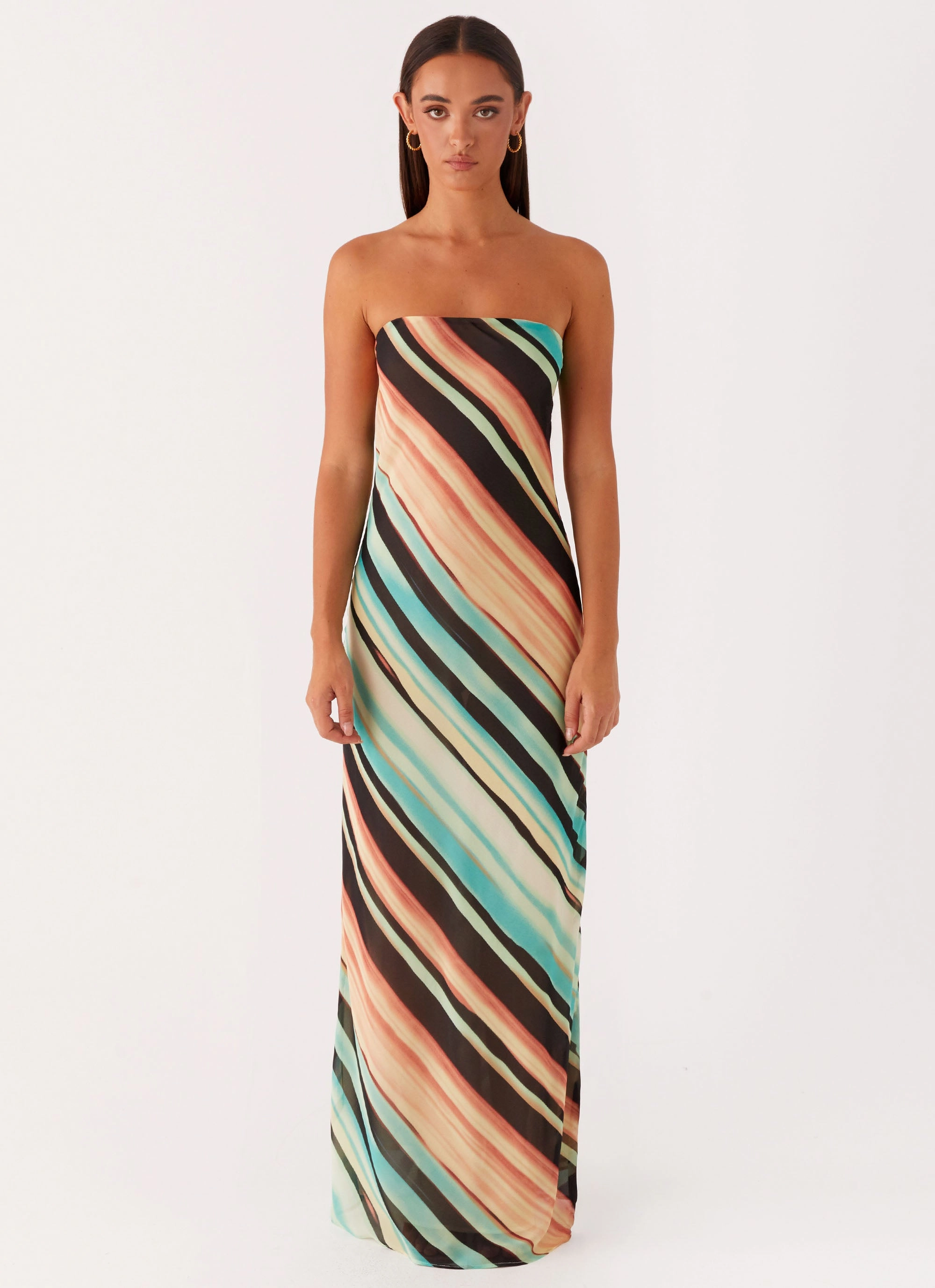 Como Maxi Dress - Stripe Velvet-Edge Airy Comfort
