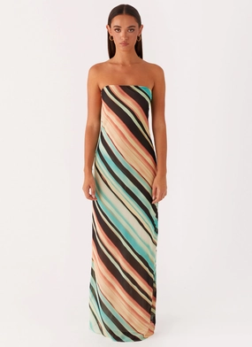 Como Maxi Dress - Stripe Velvet-Edge Airy Comfort
