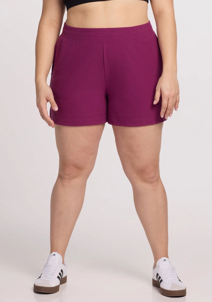 Maisey Ribbed Shorts ? Final Sale Deals! - Jam Berry Nylon shorts