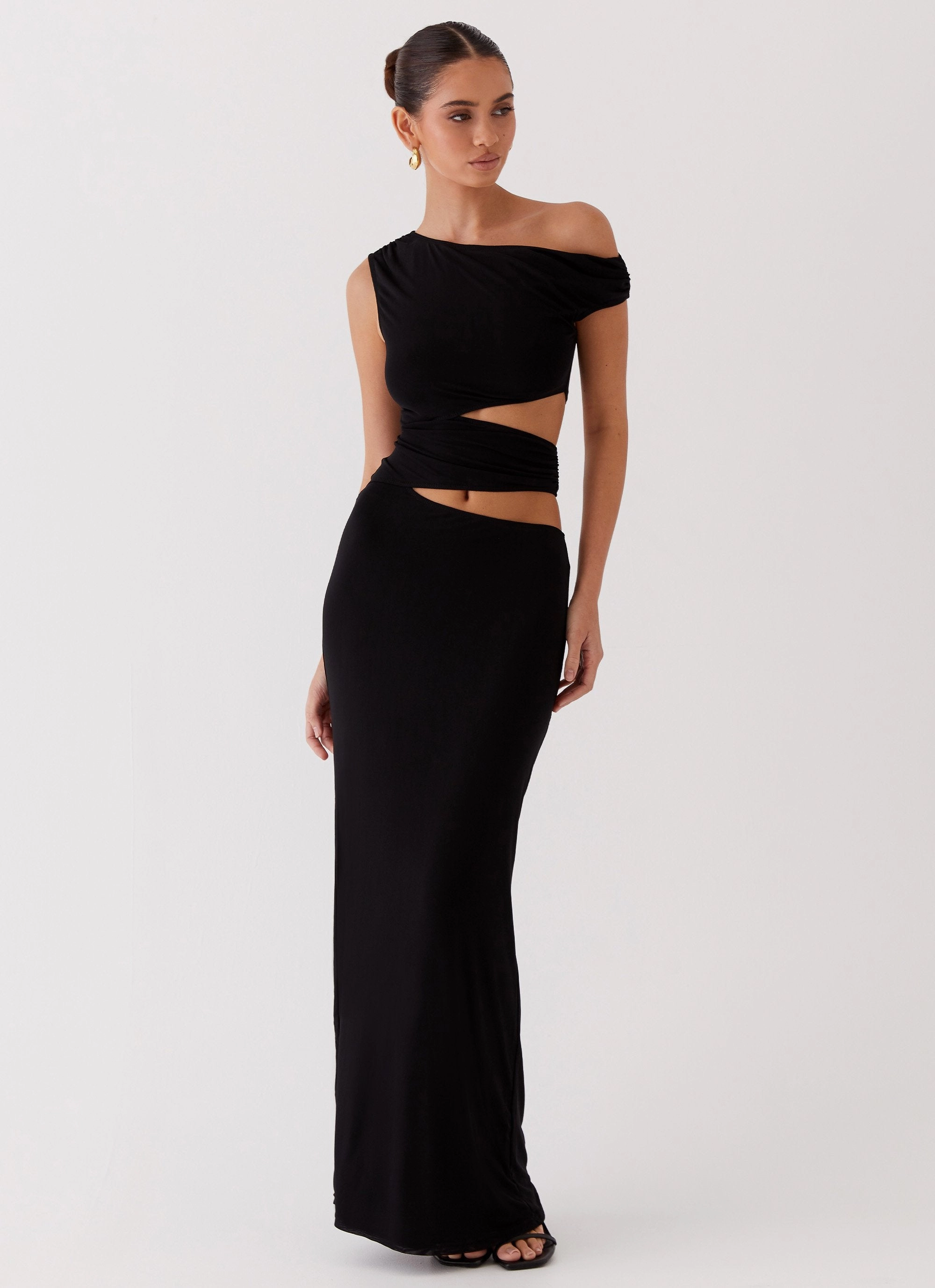 Margot One Shoulder Maxi Dress - Black Warm Season