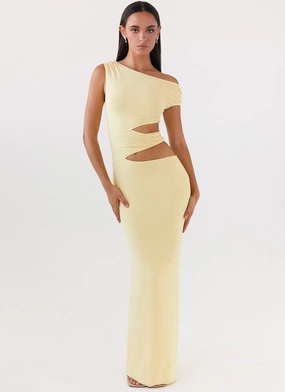 Margot One Shoulder Maxi Dress - Yellow Chic Ensemble