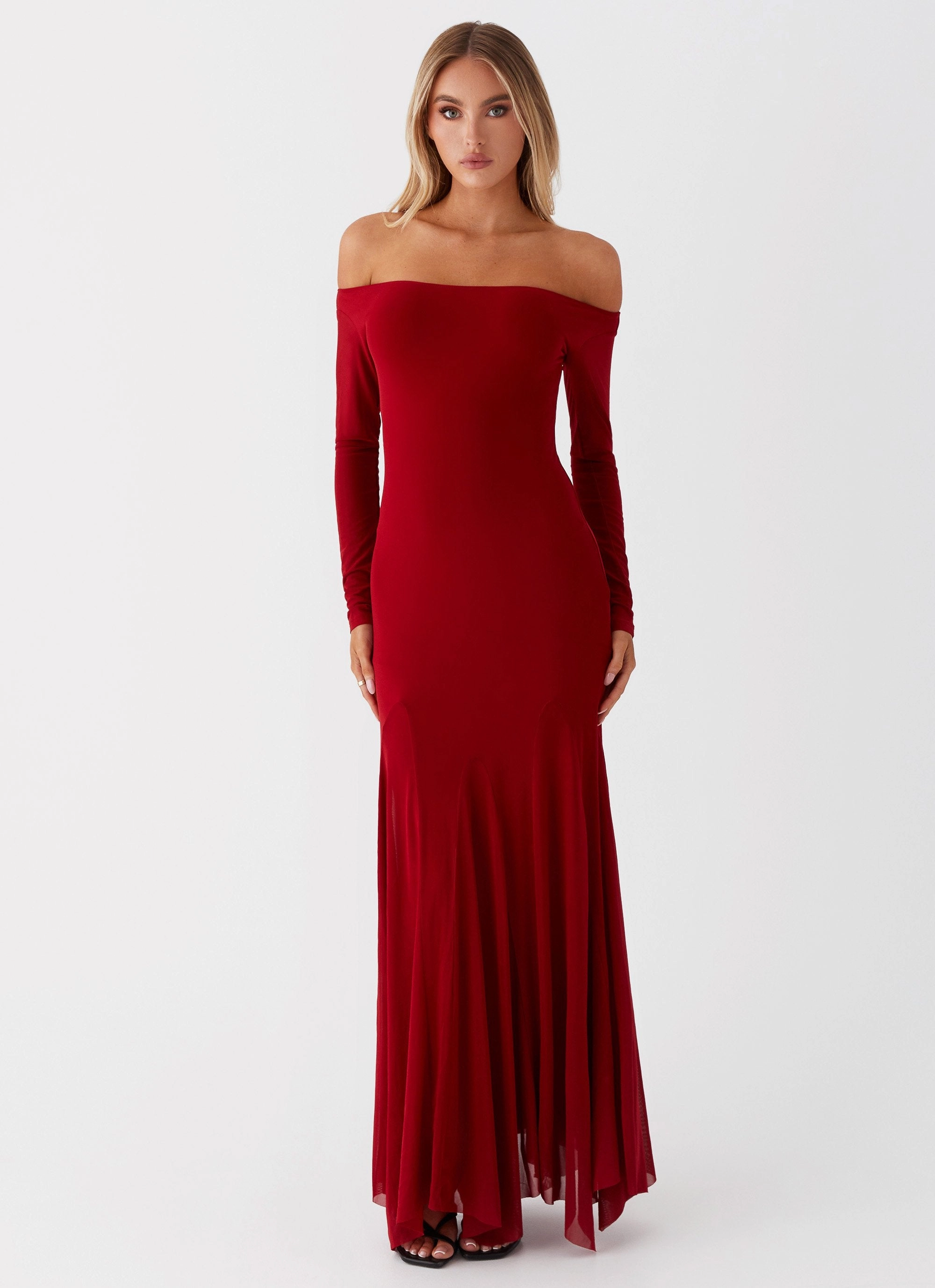 Maribel Maxi Dress - Red Pleat-Front City Layer