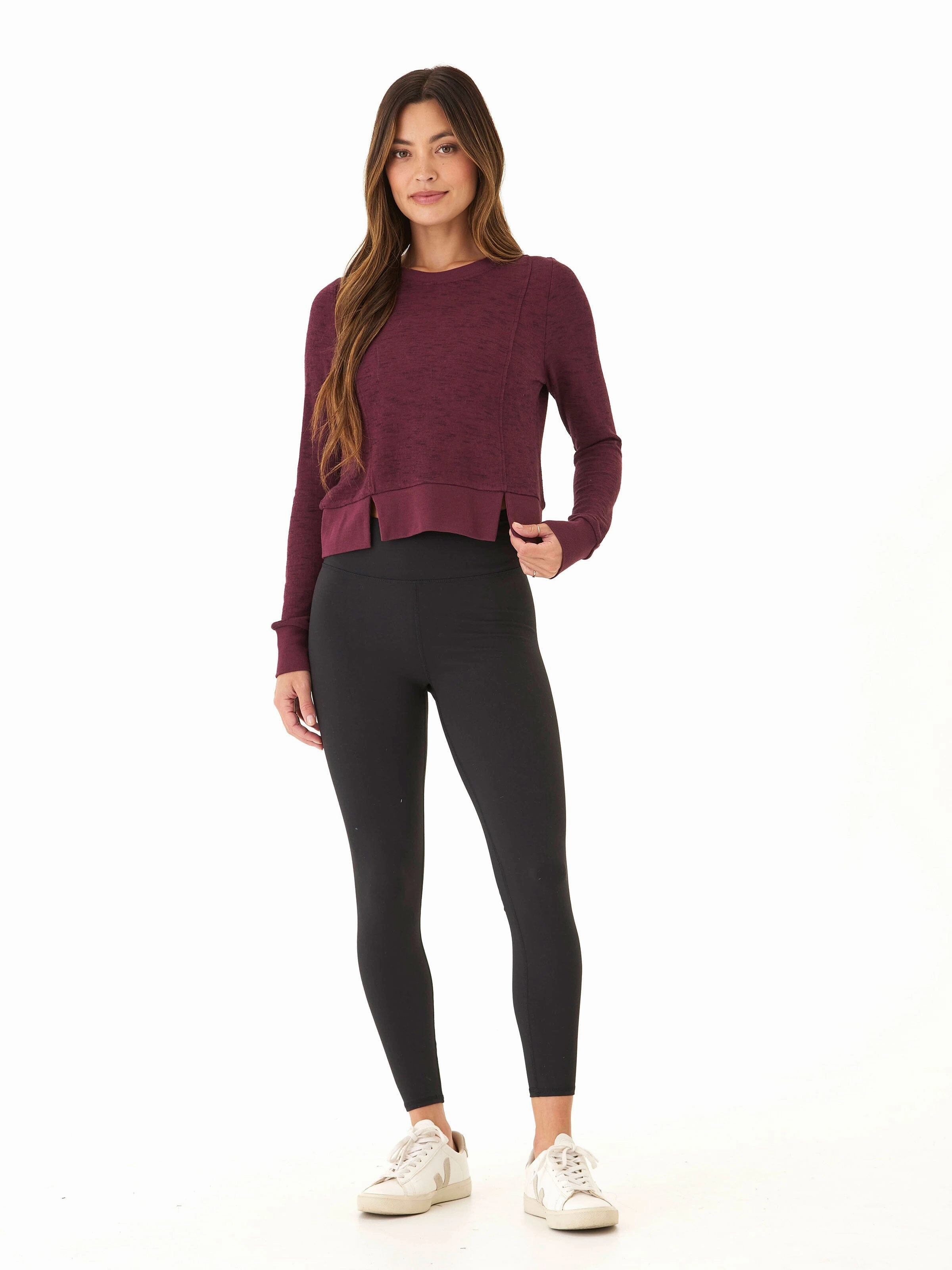 Marie Rhythm Slub Step-Hem Pullover Reinforced Collar Structure Windproof Inner Layer