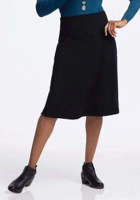 Marilyn Flowy Midi Skirt - Black Sleek Vibe
