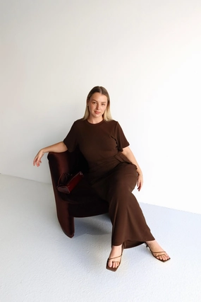Sleek Movement MARNIE RIB DRESS ESPRESSO