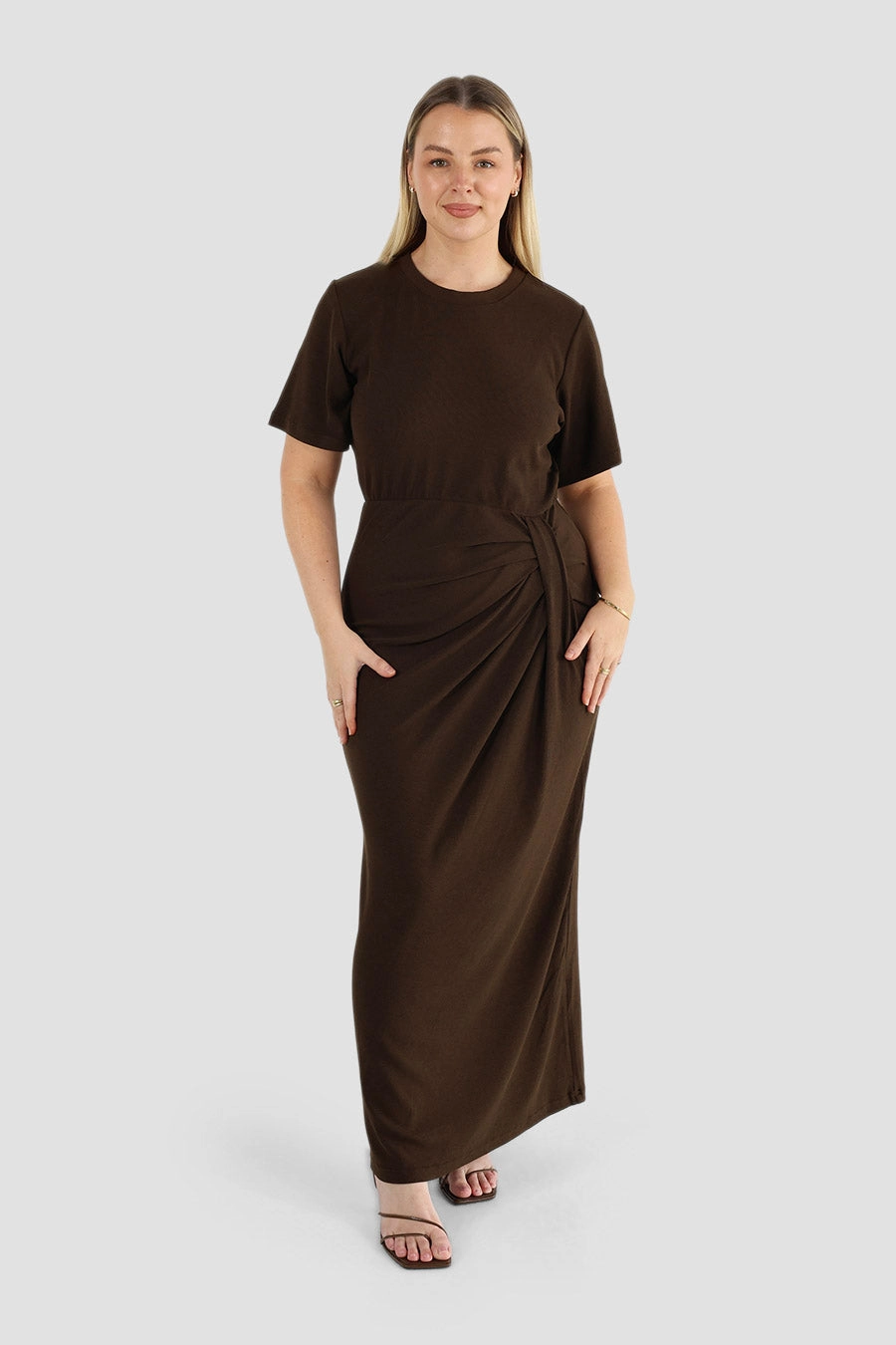 MARNIE RIB DRESS ESPRESSO Sleek and Flattering Flexible Fabric