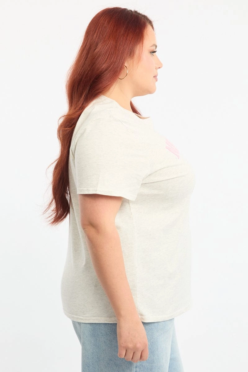 ReinforcedHems Grey Graphic T-shirt Short Sleeve Crew Neck