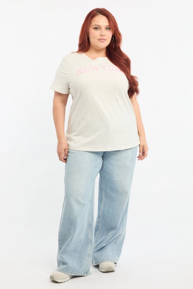 Grey Graphic T-shirt Short Sleeve Crew Neck Cool Layering UV protected