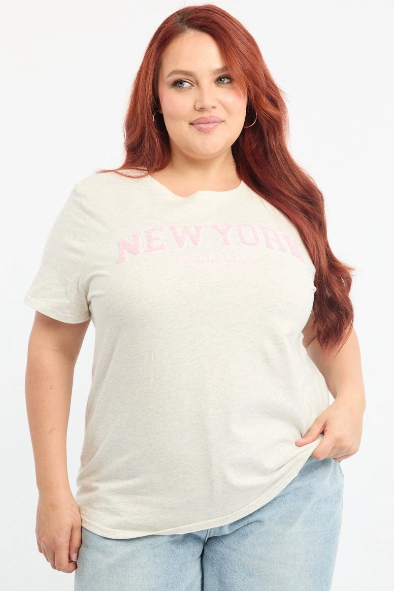 No Fade Technology Smart Fit Grey Graphic T-shirt Short Sleeve Crew Neck