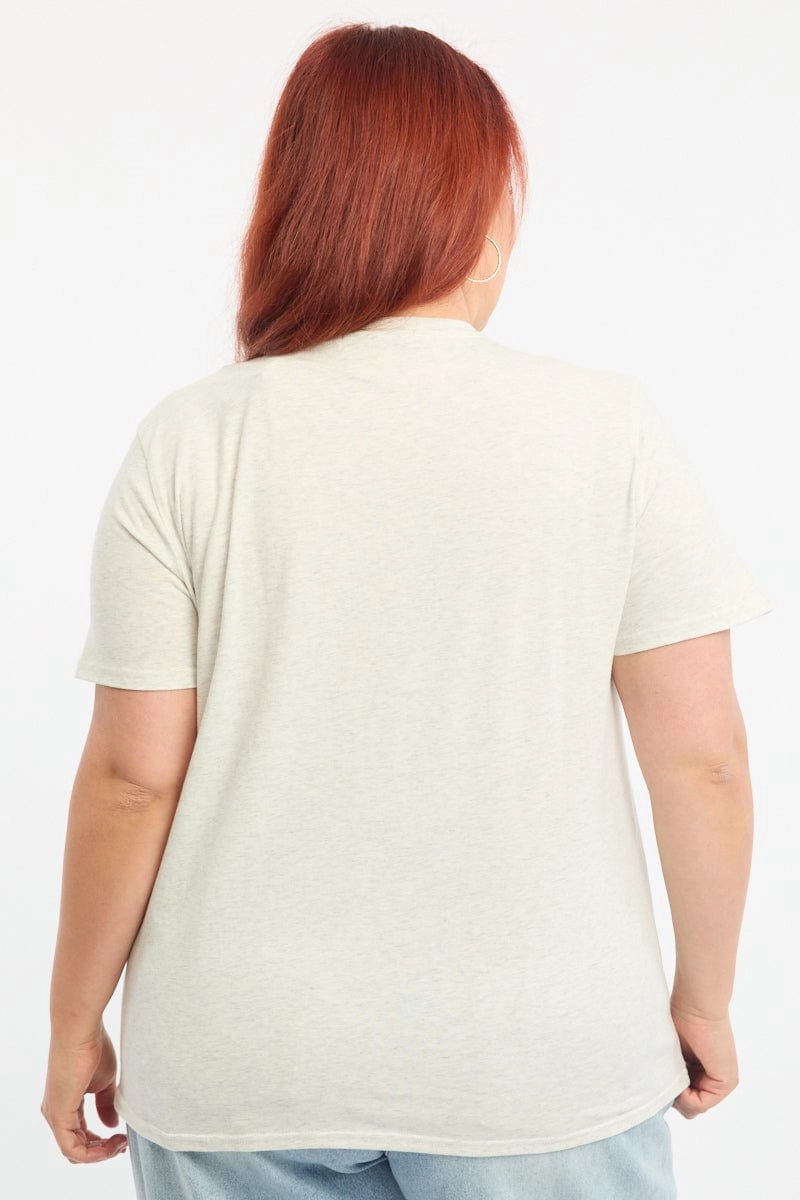 Grey Graphic T-shirt Short Sleeve Crew Neck Wedding