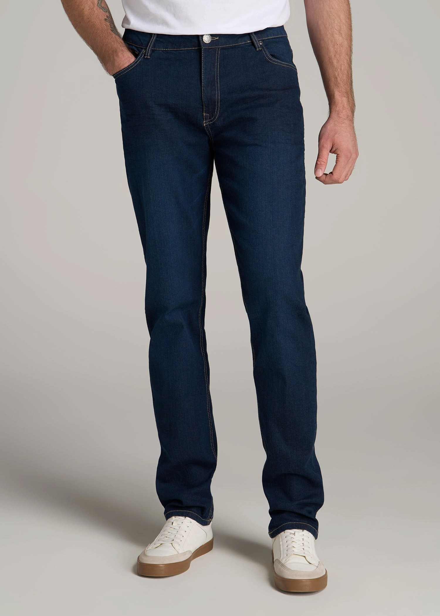 Minimalist Style Festival Outfit Loose Mason RELAXED Jeans for Tall Men in Blue Steel